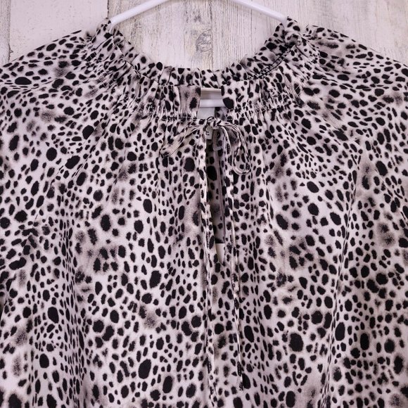 A New Day Slim Fit Leopard Print Bishop L/S Blouse - Picture 6 of 10
